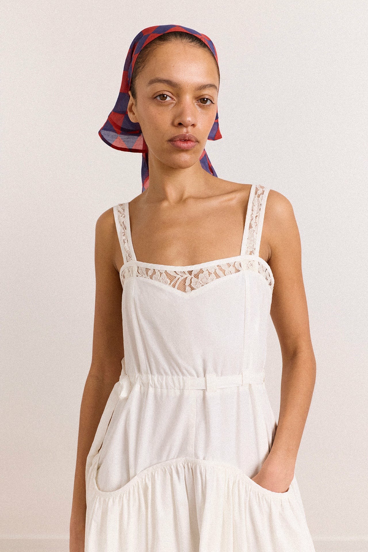 frill edge headscarf - harlequin