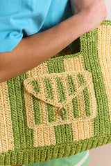 orla oversized raffia beach bag - apple stripe
