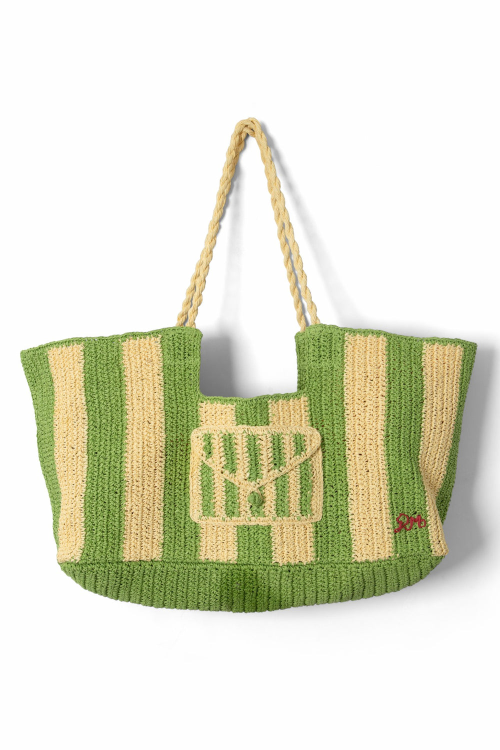 orla oversized raffia beach bag - apple stripe