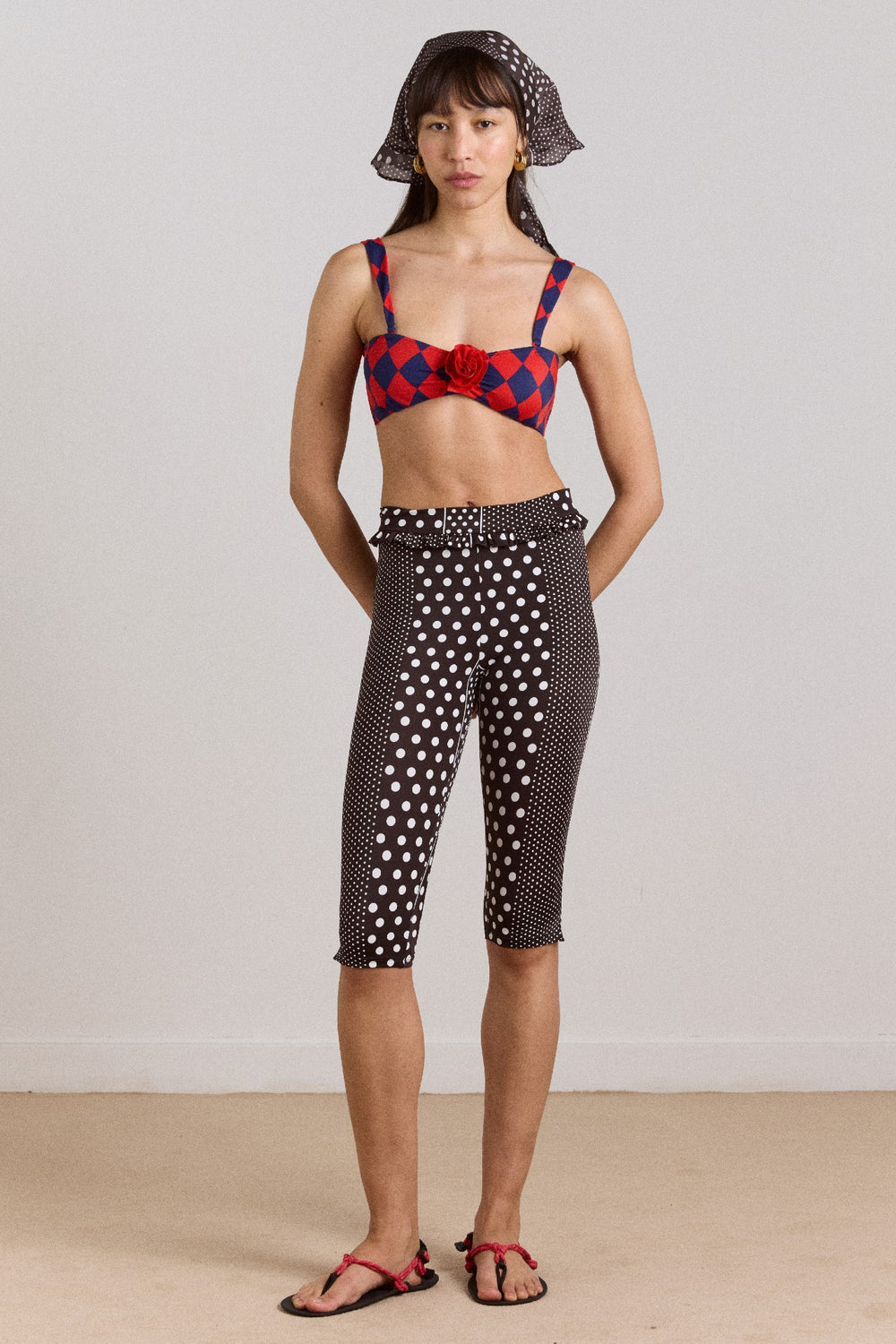 cove capri pant - spot stripe print