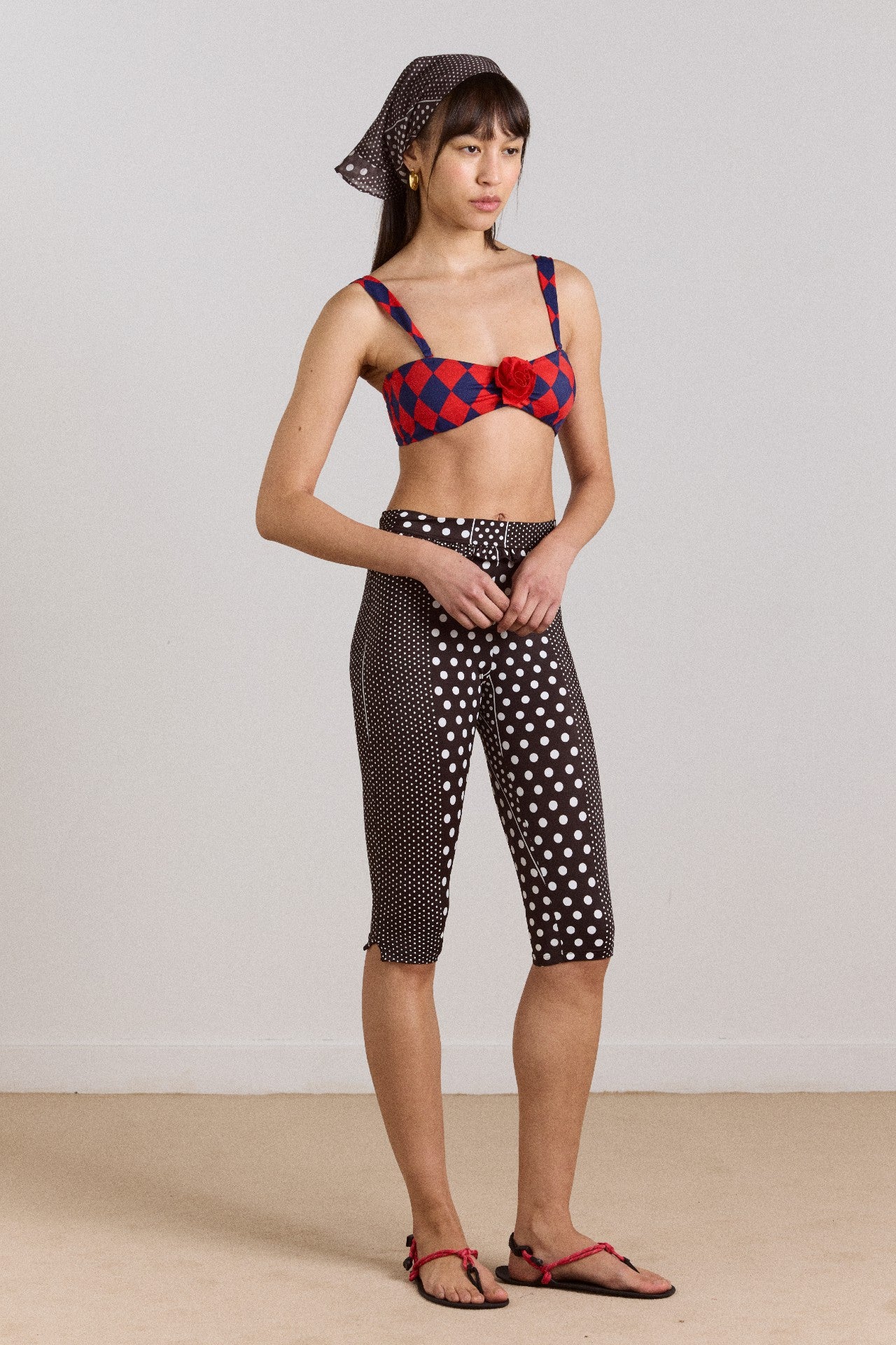 cove capri pant - spot stripe print