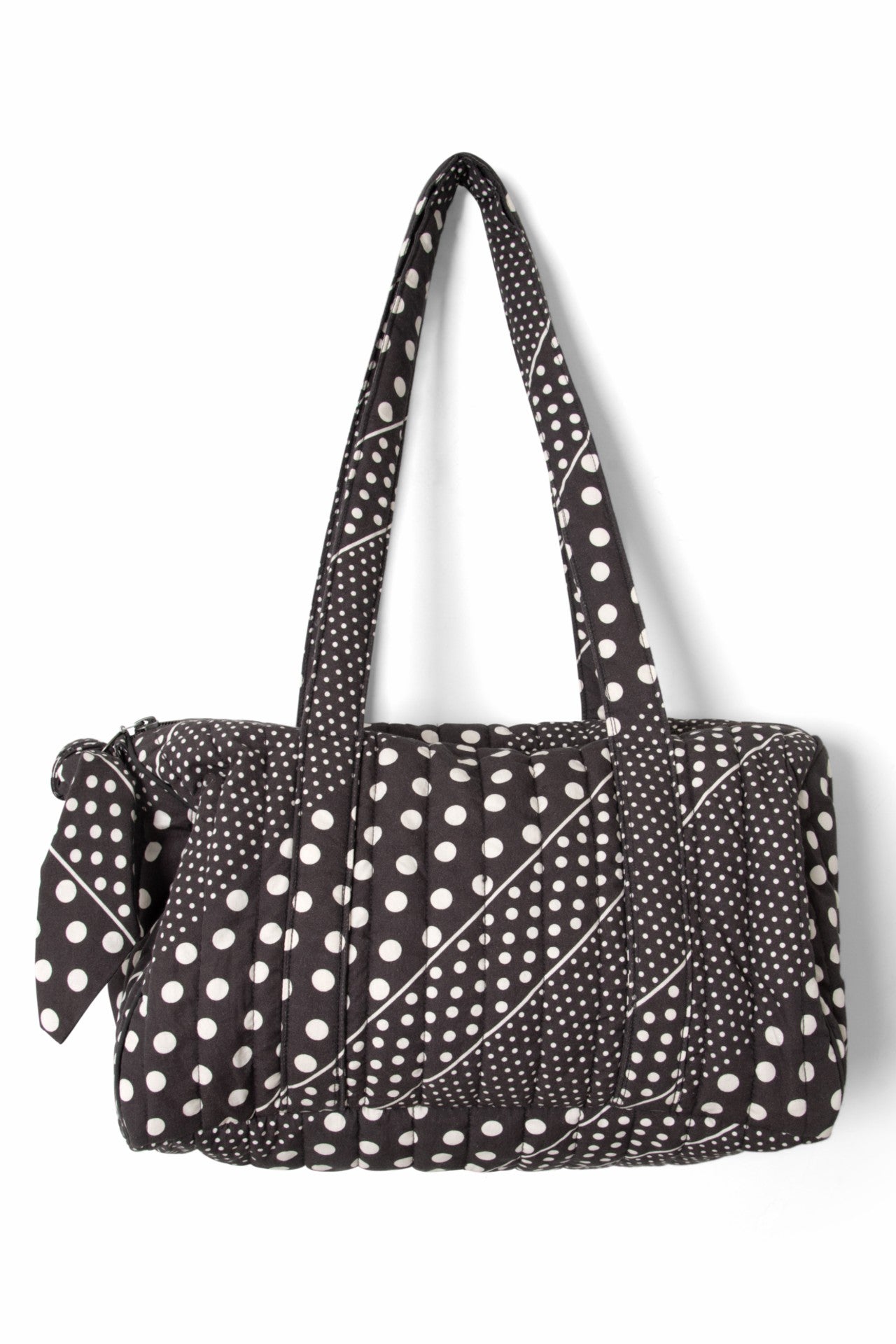 quilted weekender bag - washed black spot stripe print