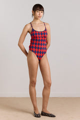 alora frill swimsuit - harlequin print