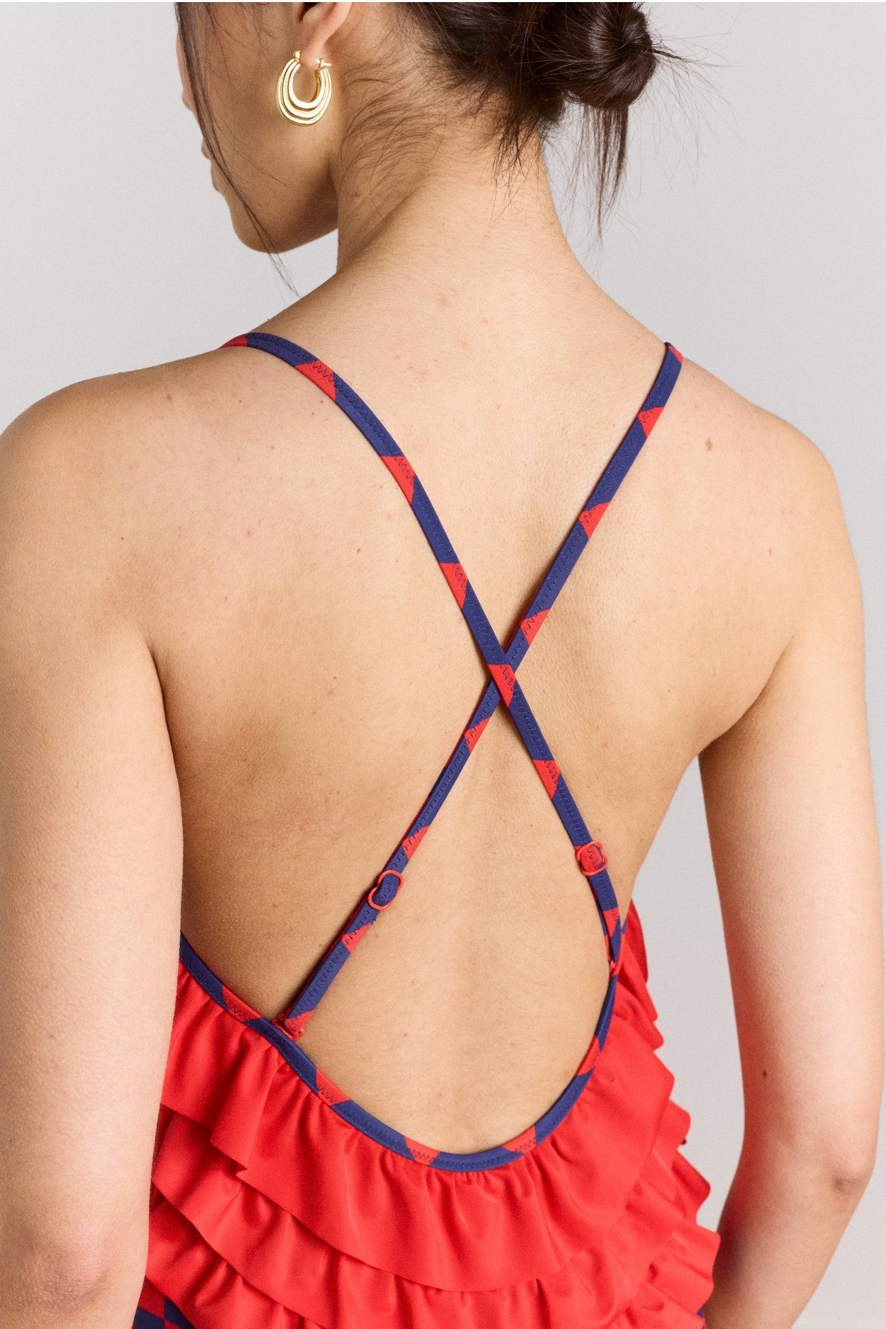 alora frill swimsuit - harlequin print