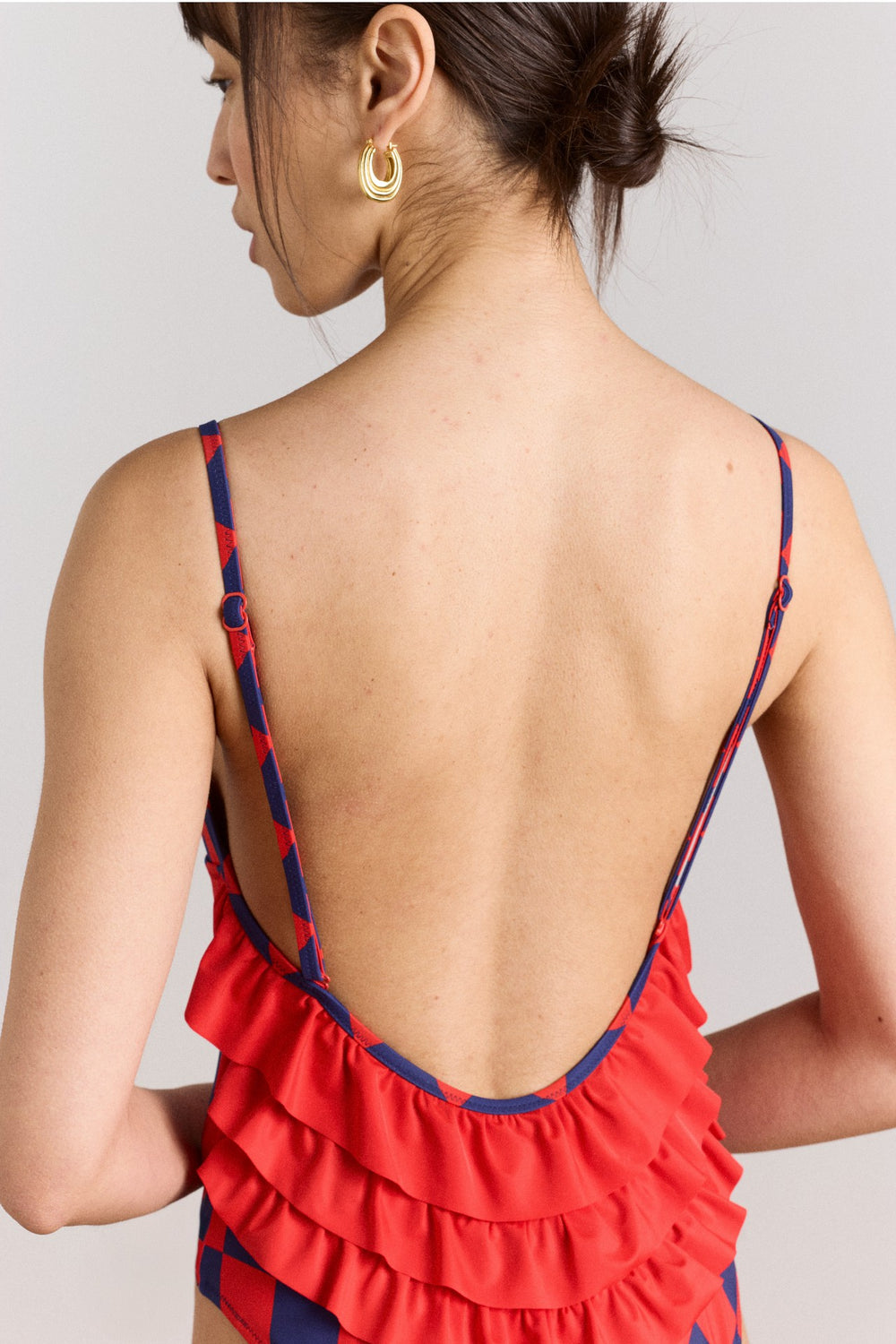 alora frill swimsuit - harlequin print