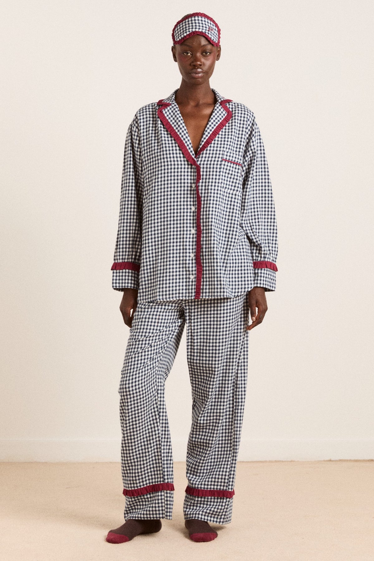 antonia pj set - navy gingham
