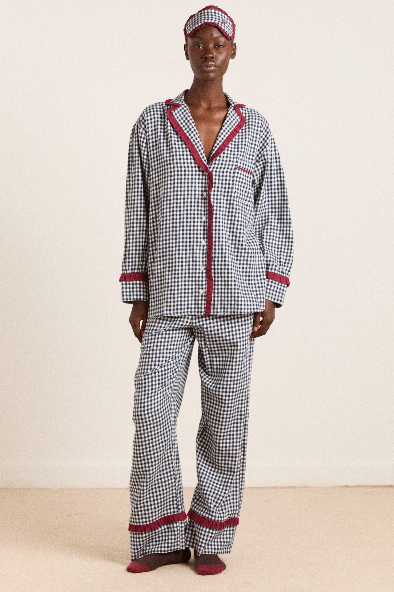 antonia pj set - navy gingham