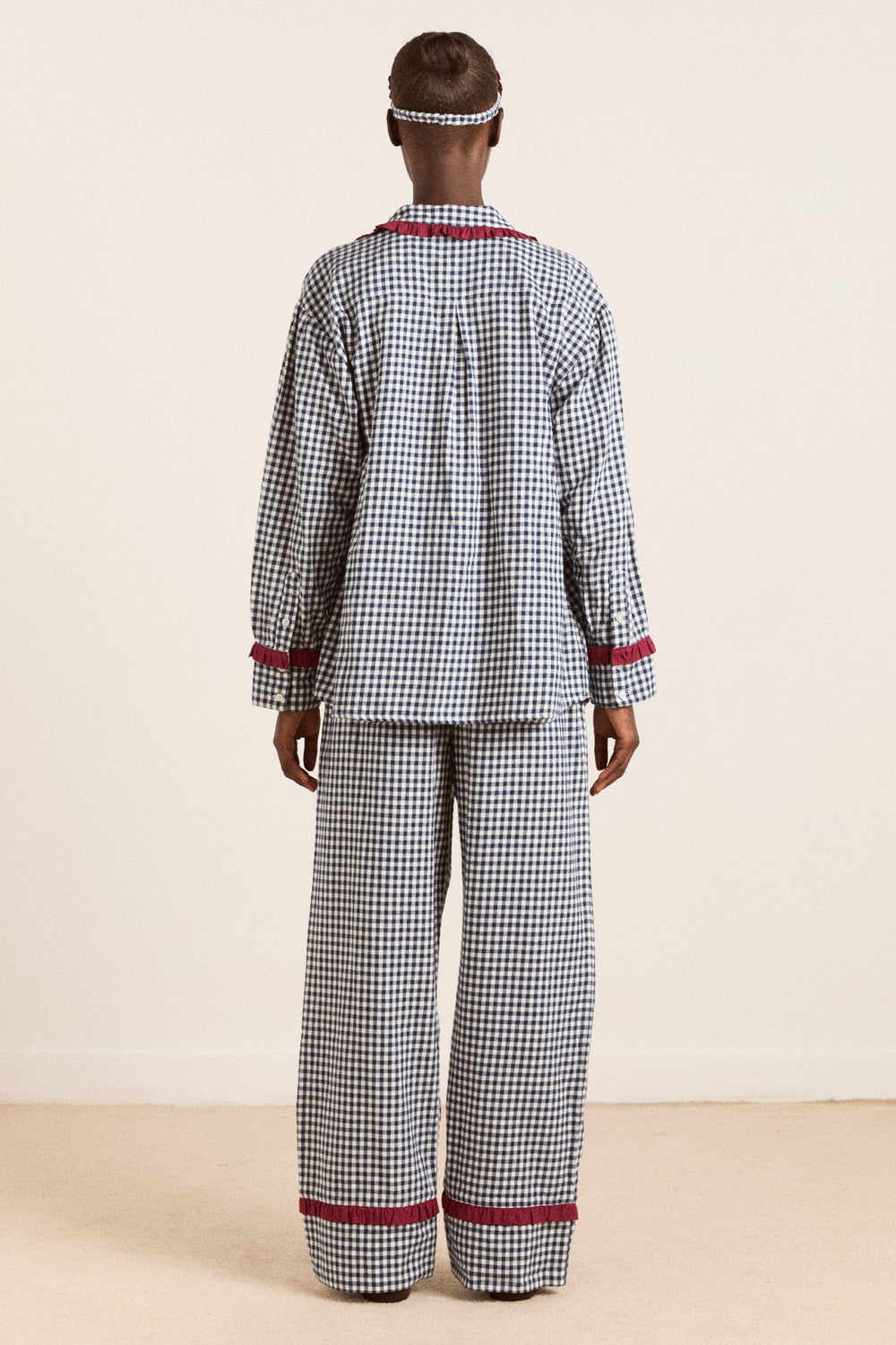 antonia pj set - navy gingham