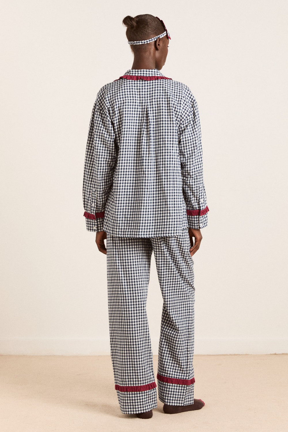 antonia pj set - navy gingham