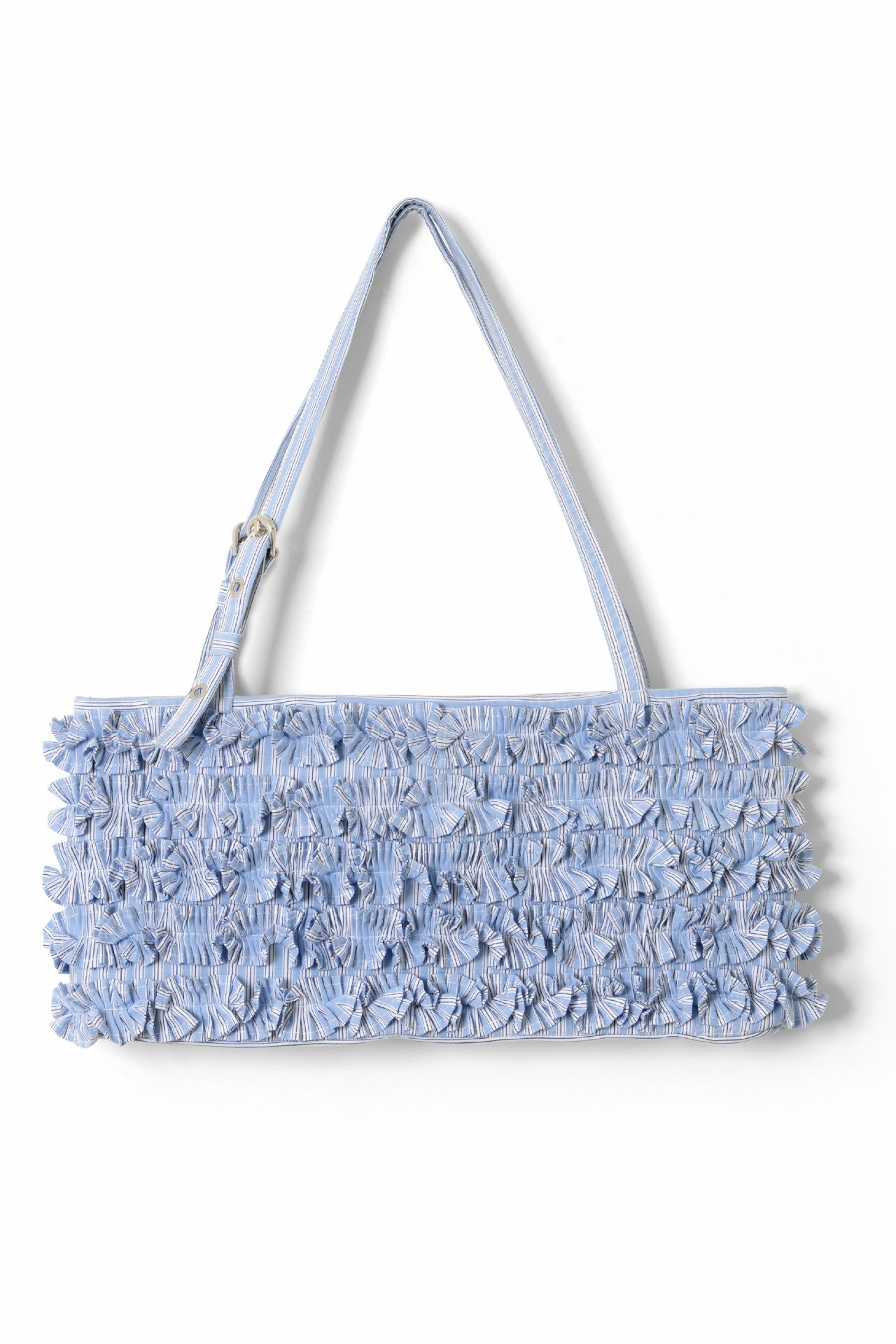 sophia ruffle baguette bag - blue business stripe