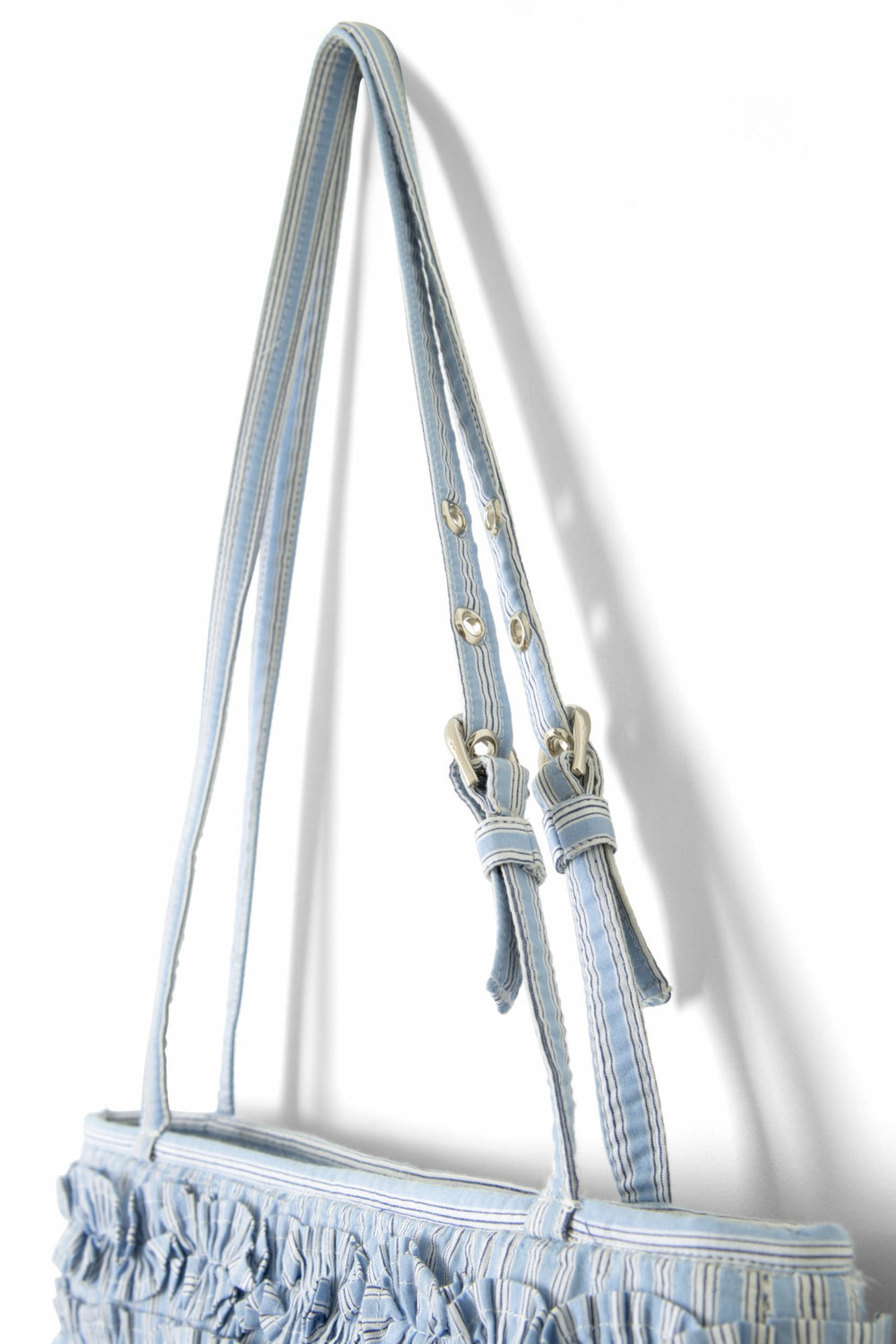sophia ruffle baguette bag - blue business stripe