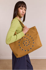 raine swirly eyelet tote bag - toffee