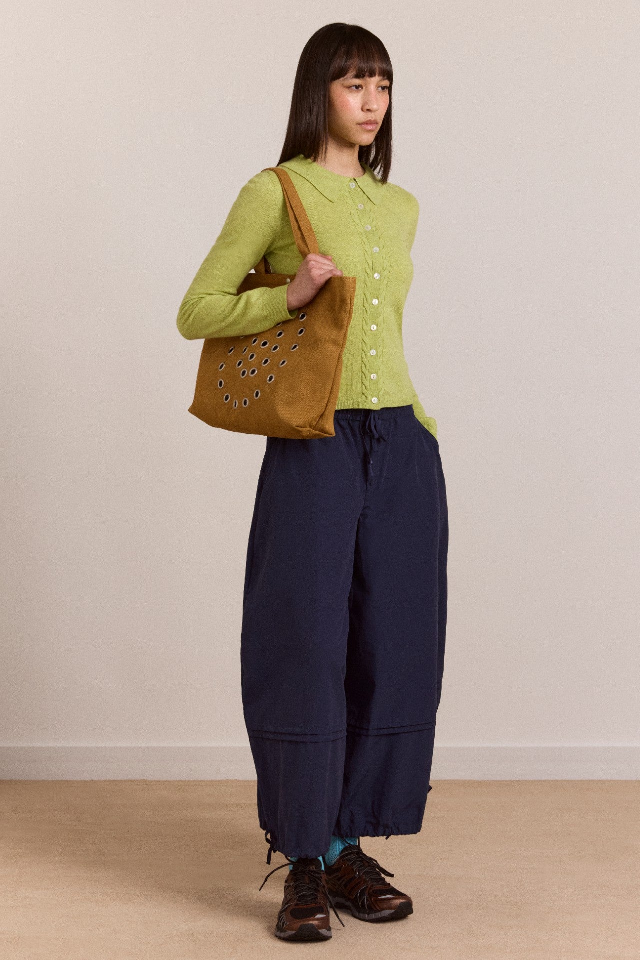 raine swirly eyelet tote bag - toffee