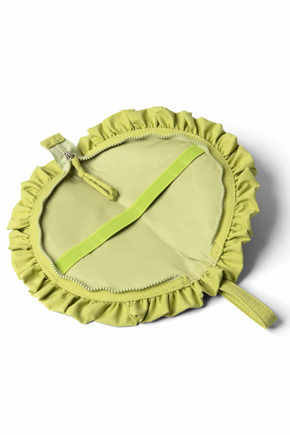 ruffle half moon makeup bag - celery