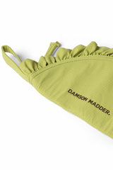 ruffle half moon makeup bag - celery