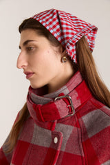 tie headscarf - red/blue gingham
