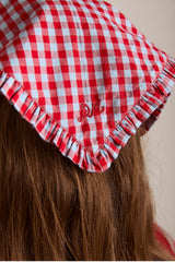 tie headscarf - red/blue gingham
