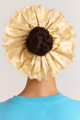 button detail scrunchie - yellow satin