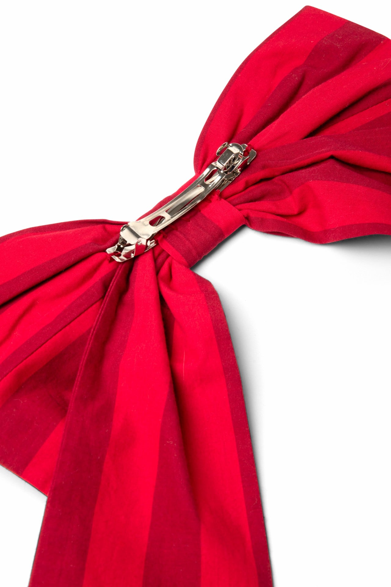 oversized bow clip - red / burg stripe