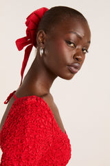 garter bun wrap - red cotton satin