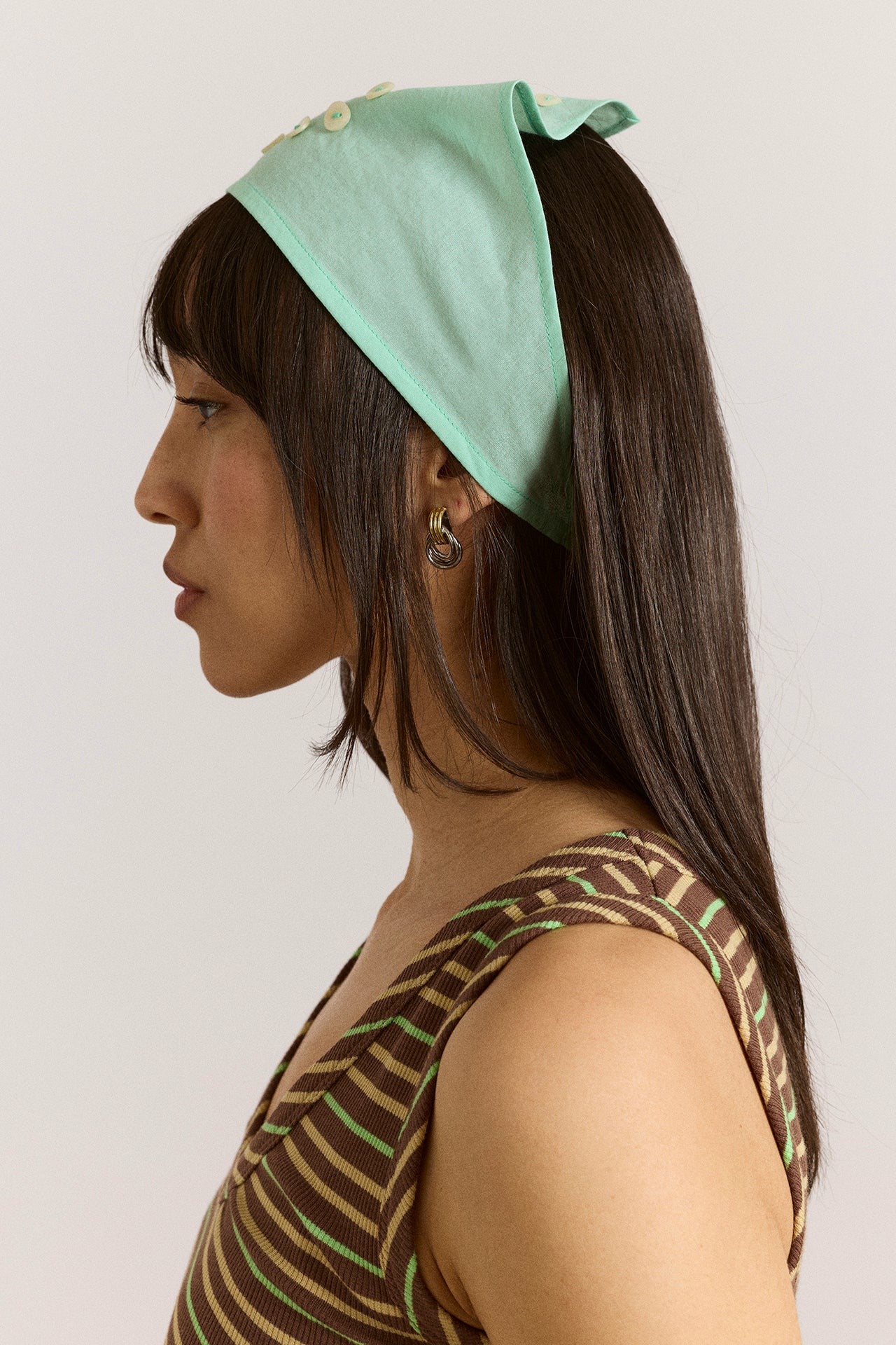 swirl button headscarf - mint