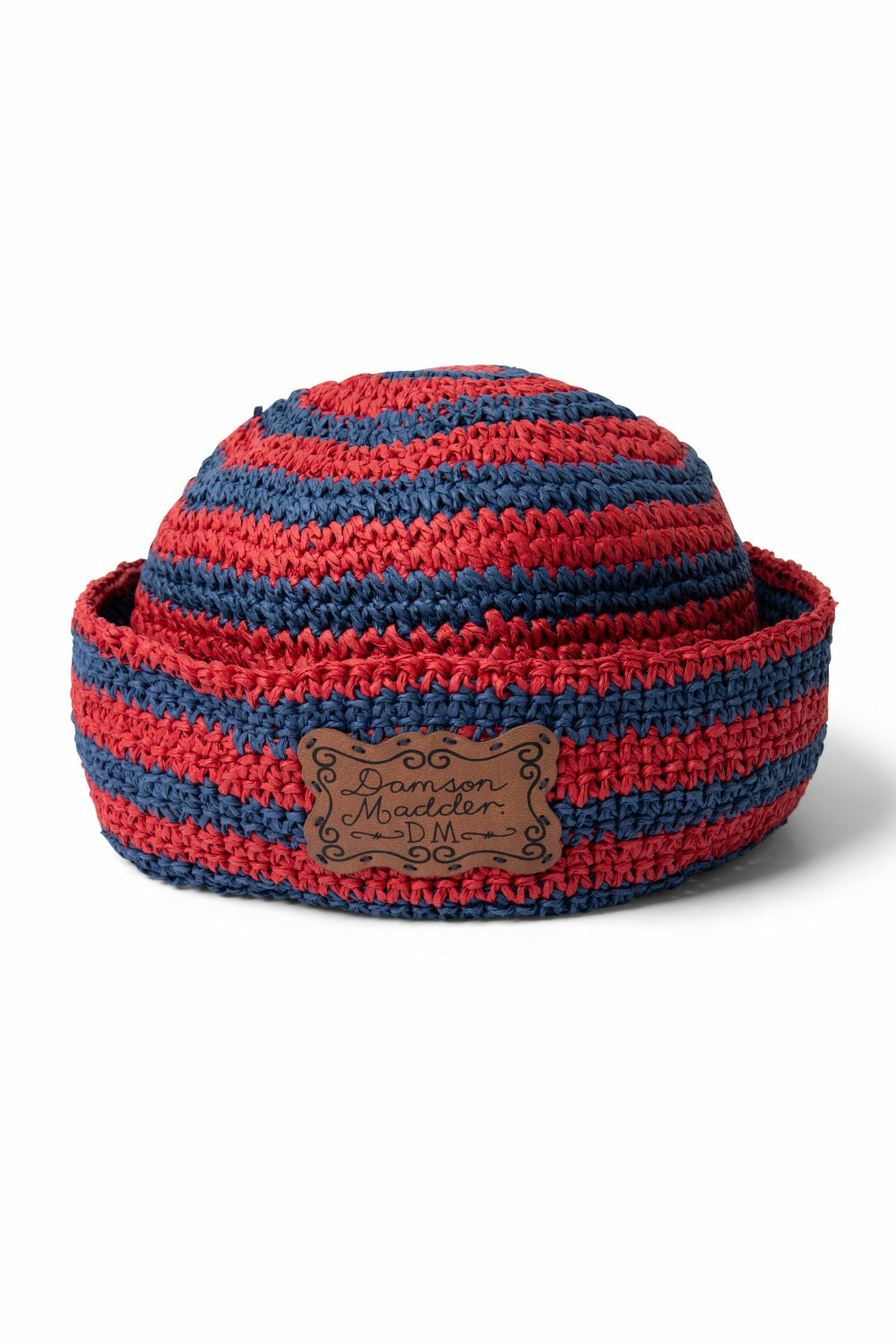 raffia sailor hat - red & navy stripe