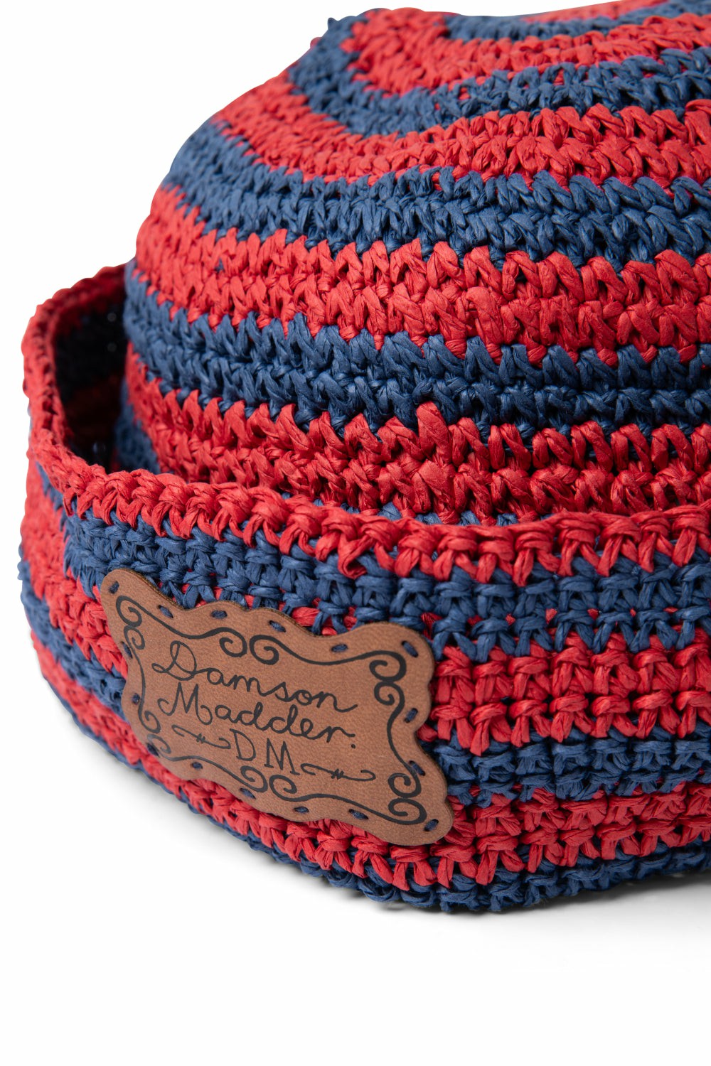 raffia sailor hat - red & navy stripe