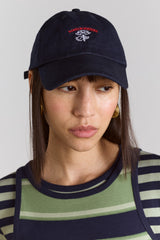 cap with flower embroidery - navy