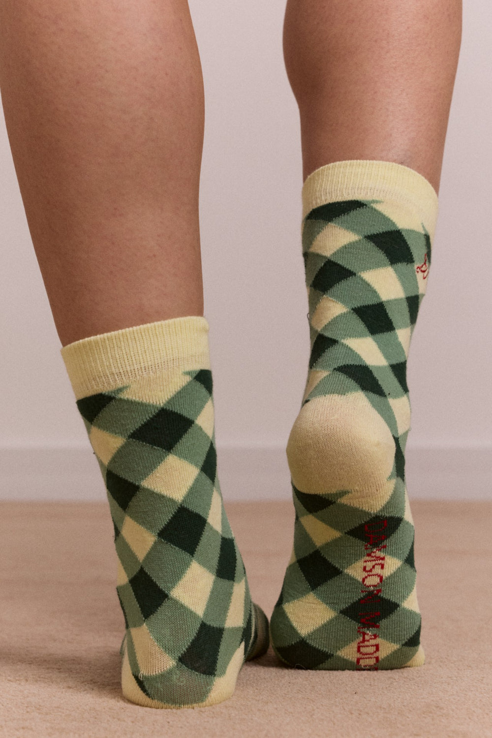 calf length 2 pack socks- gingham