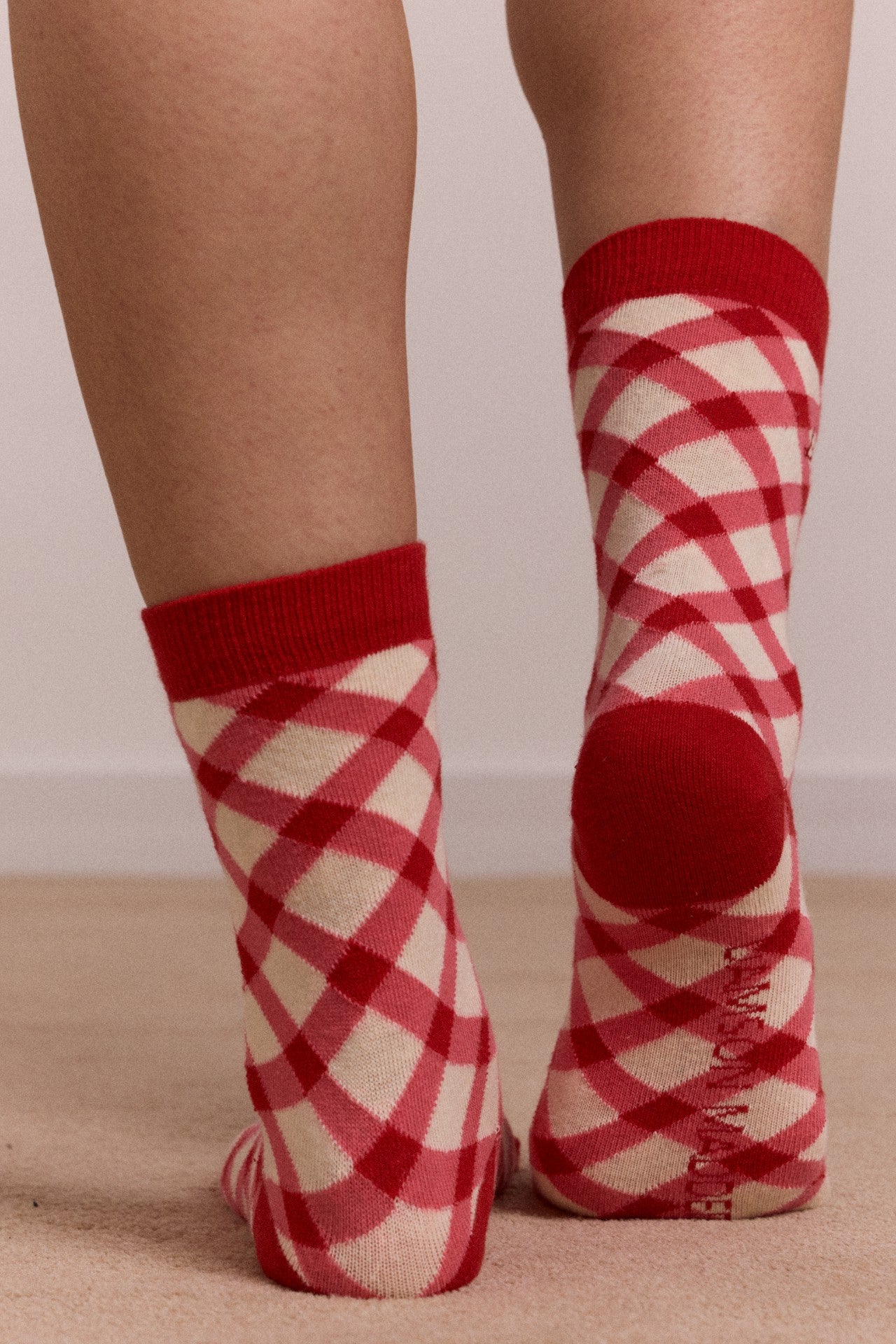 calf length 2 pack socks- gingham