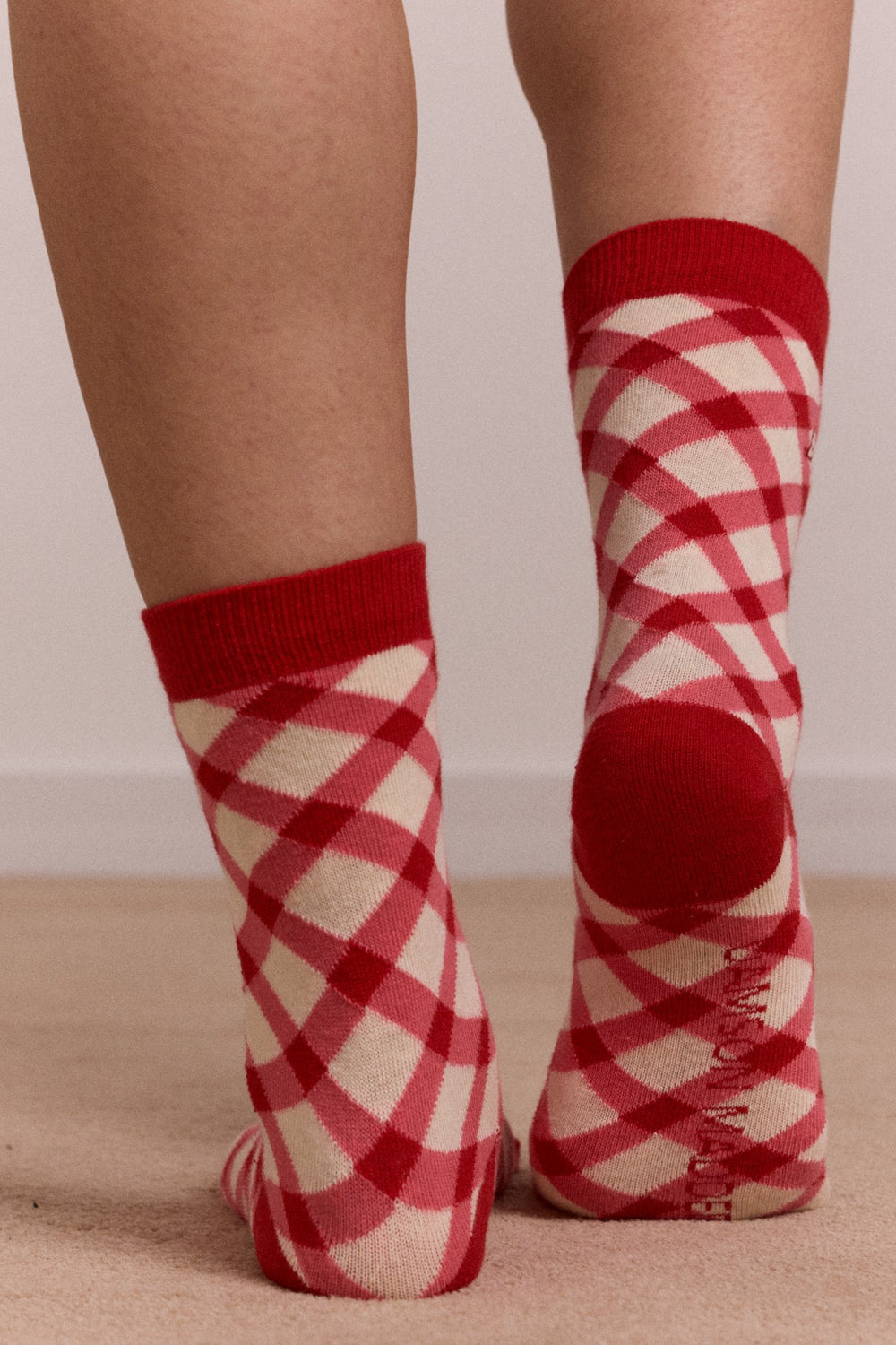 calf length 2 pack socks- gingham