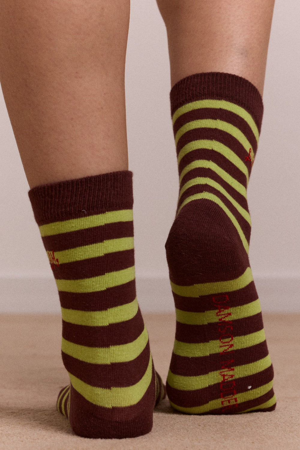 calf length 2 pack socks - choc & avocado