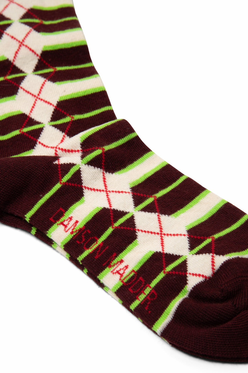 knee high socks - burgundy argyle stripe