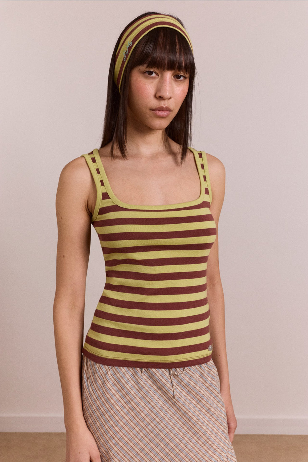 avielle tank - green stripe