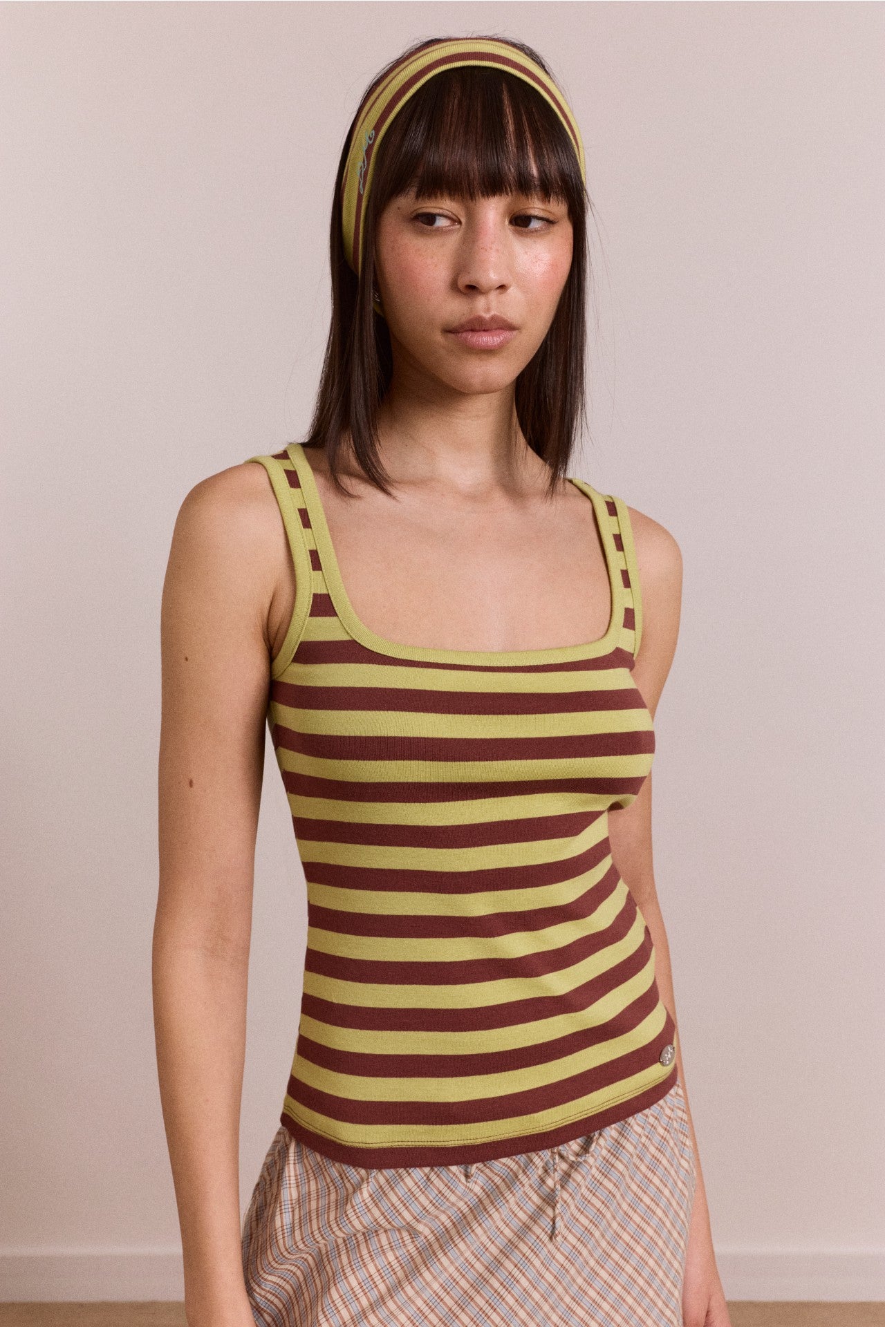 avielle tank - green stripe