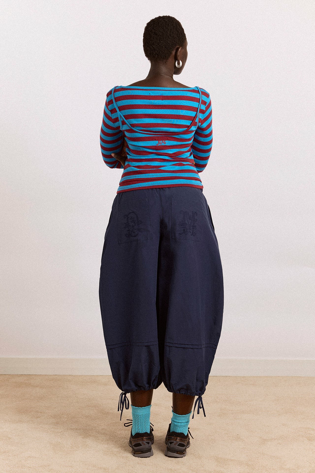 avielle double layer top - blue stripe
