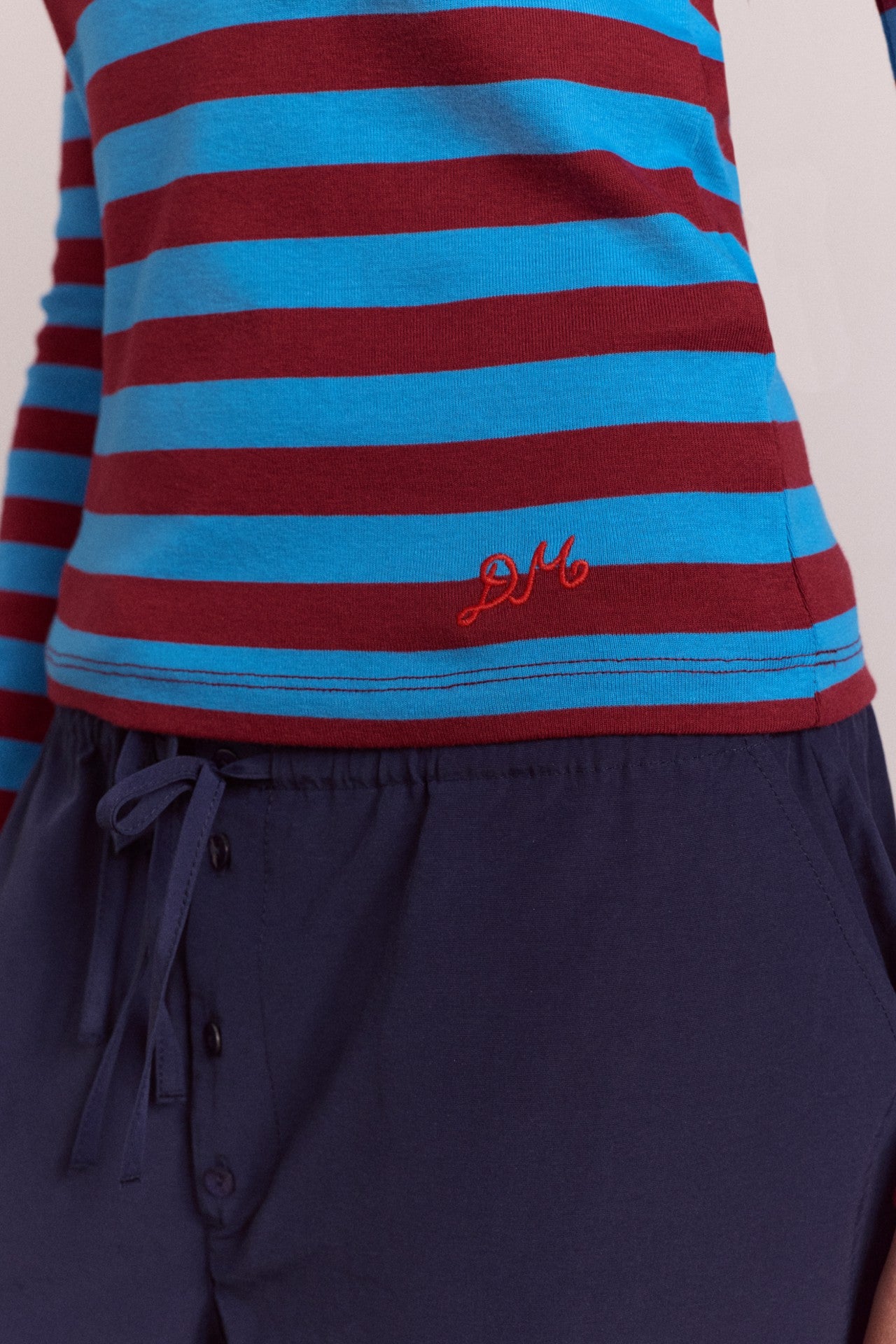 avielle double layer top - blue stripe