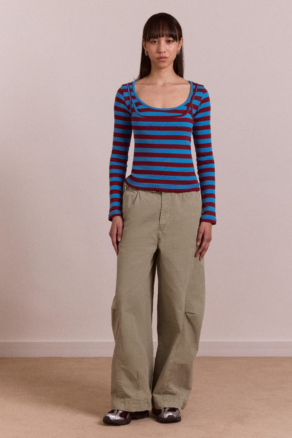 avielle double layer top - blue stripe