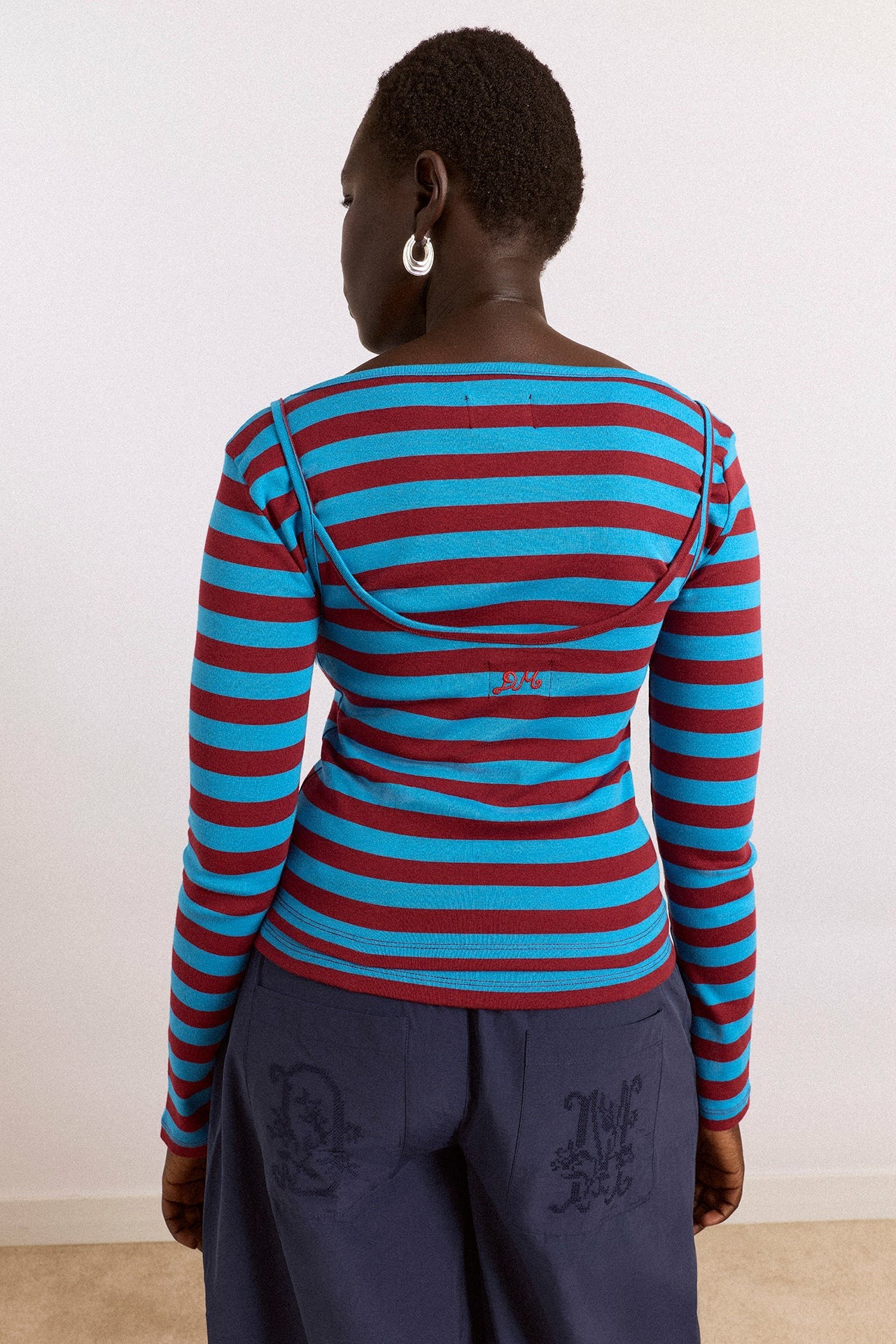 avielle double layer top - blue stripe