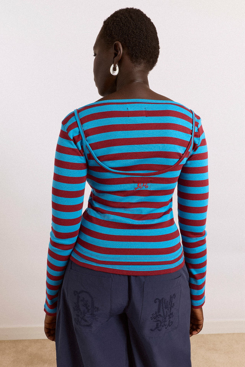 avielle double layer top - blue stripe