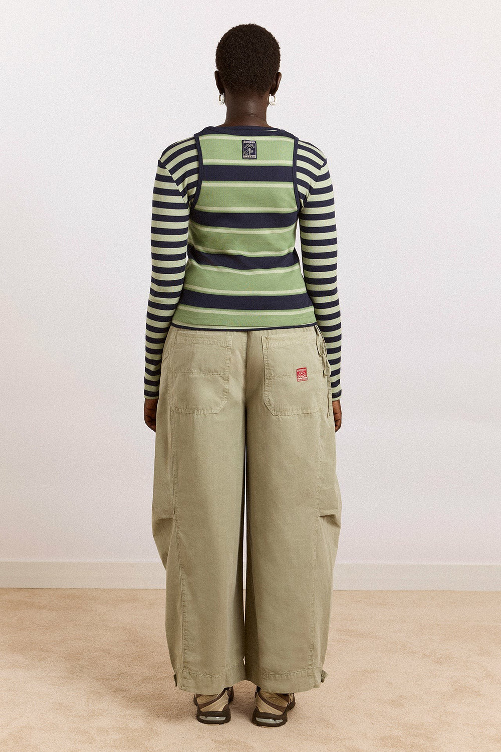 manon layered 2 in 1 top - green stripe