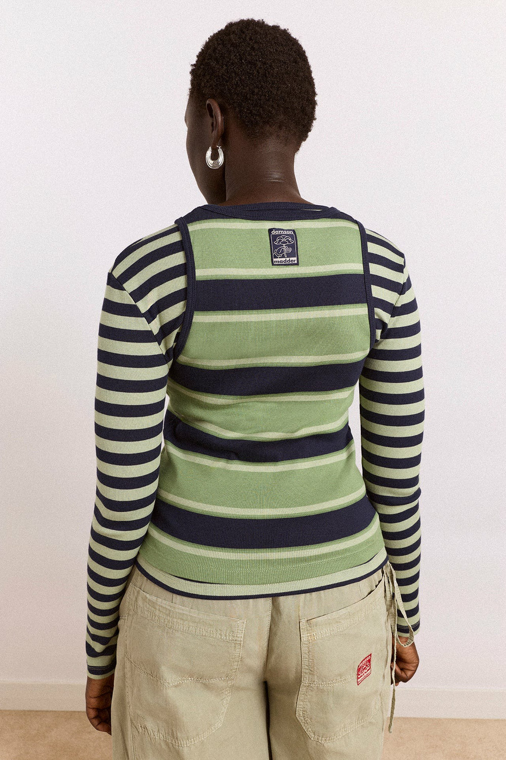 manon layered 2 in 1 top - green stripe