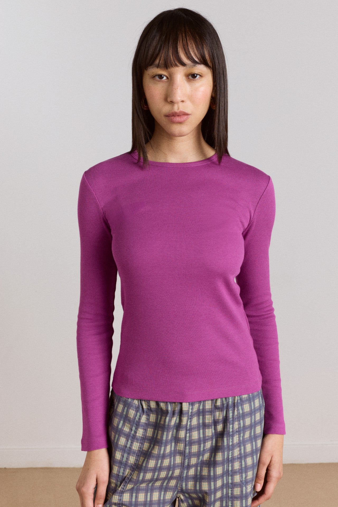 manon layered 2 in 1 top - choc/magenta