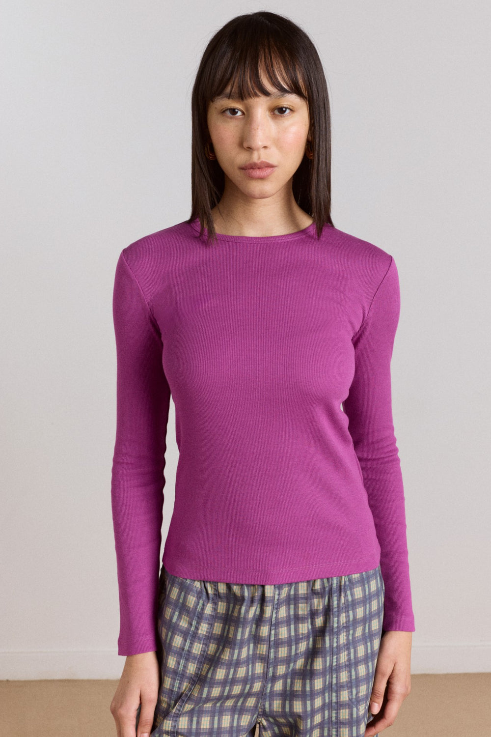 manon layered 2 in 1 top - choc/magenta