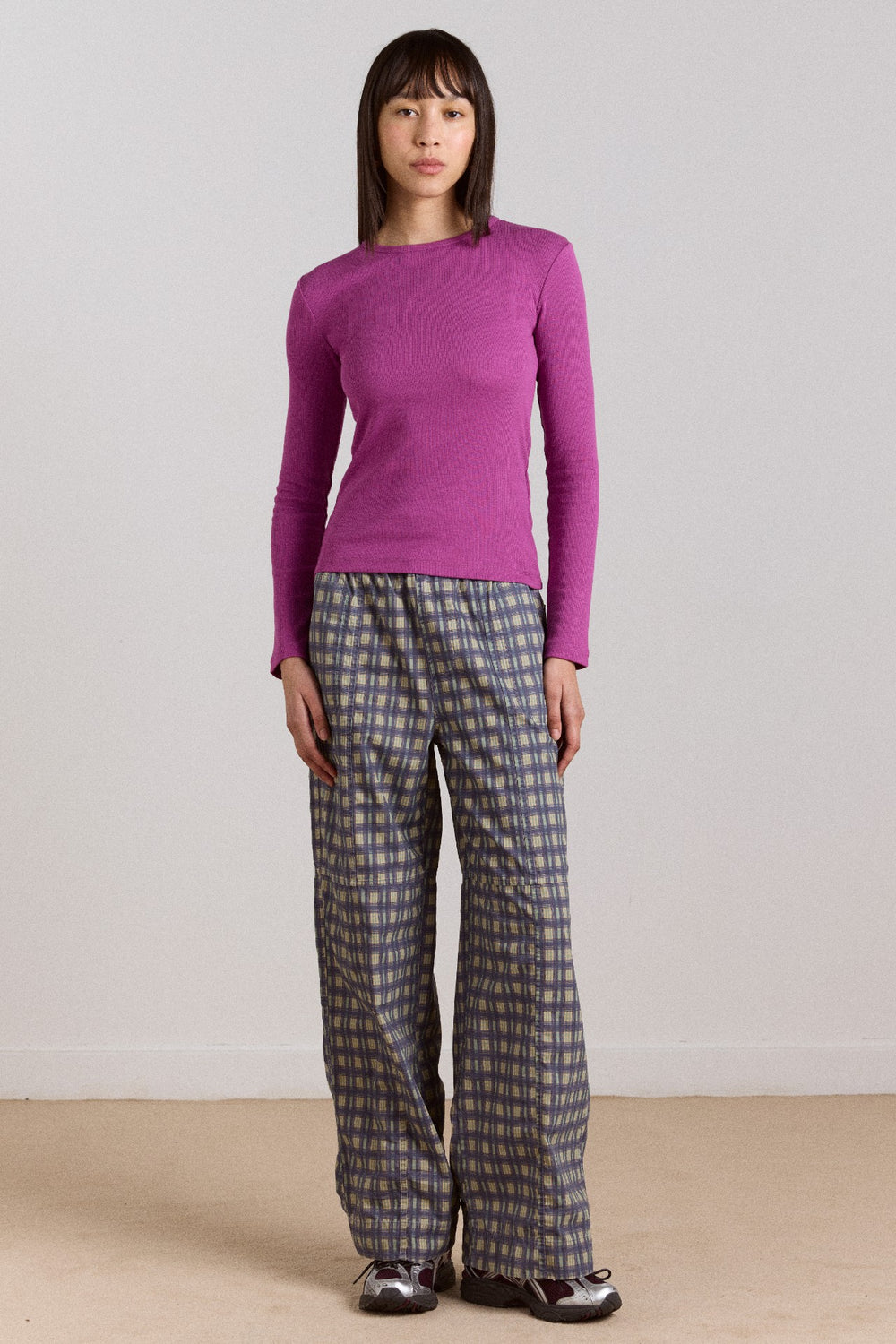 manon layered 2 in 1 top - choc/magenta
