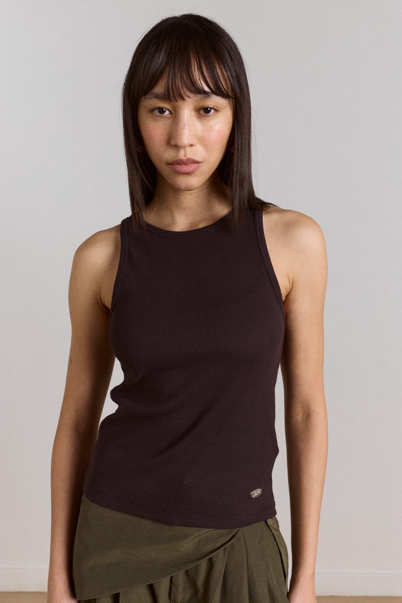 manon layered 2 in 1 top - choc/magenta
