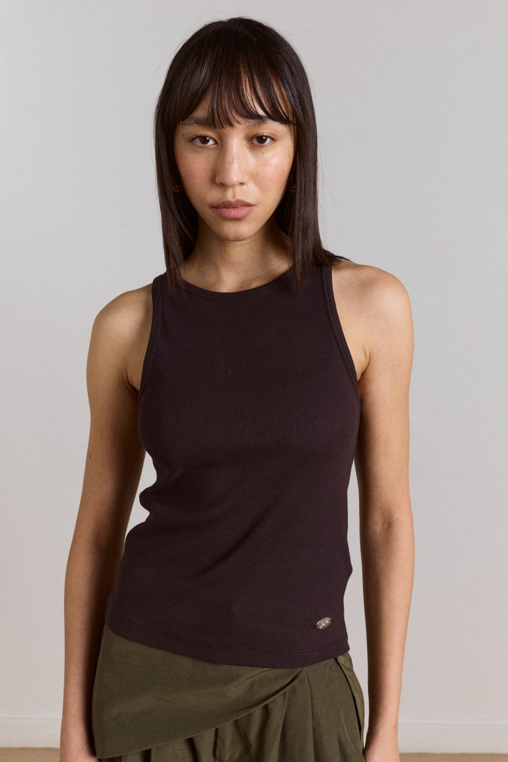 manon layered 2 in 1 top - choc/magenta