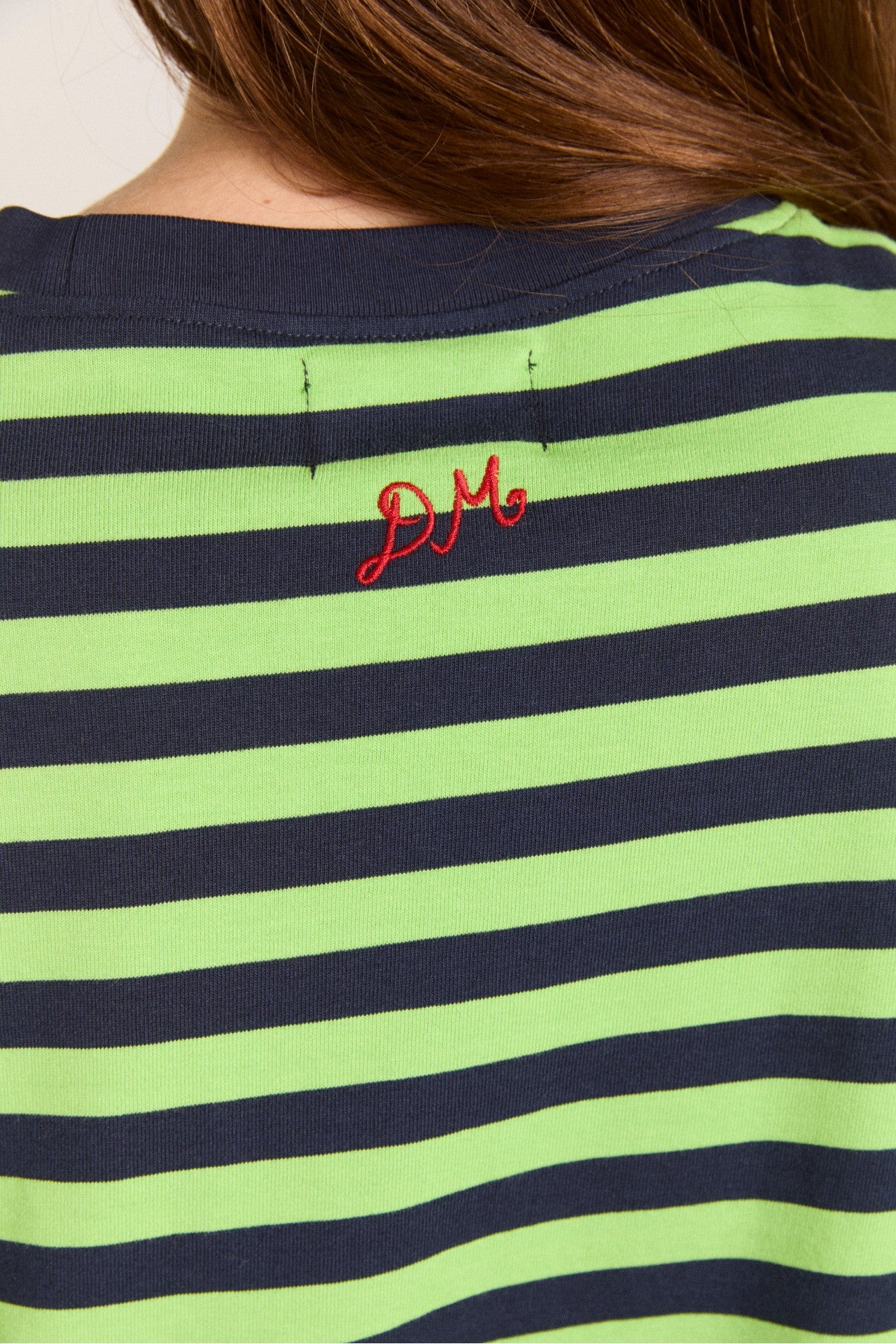 prudie ruffle tee - navy/lime