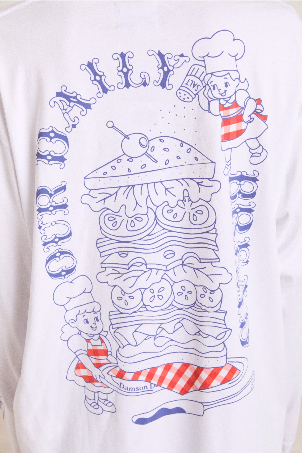 damson deli ls tee - white