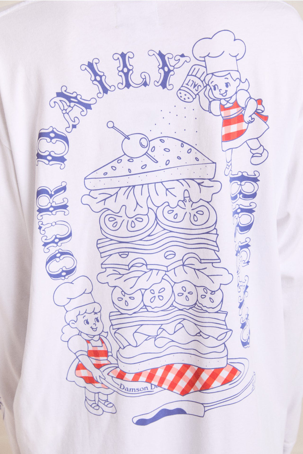 damson deli ls tee - white